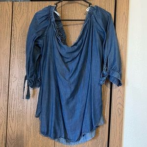 Jean off shoulder shirt